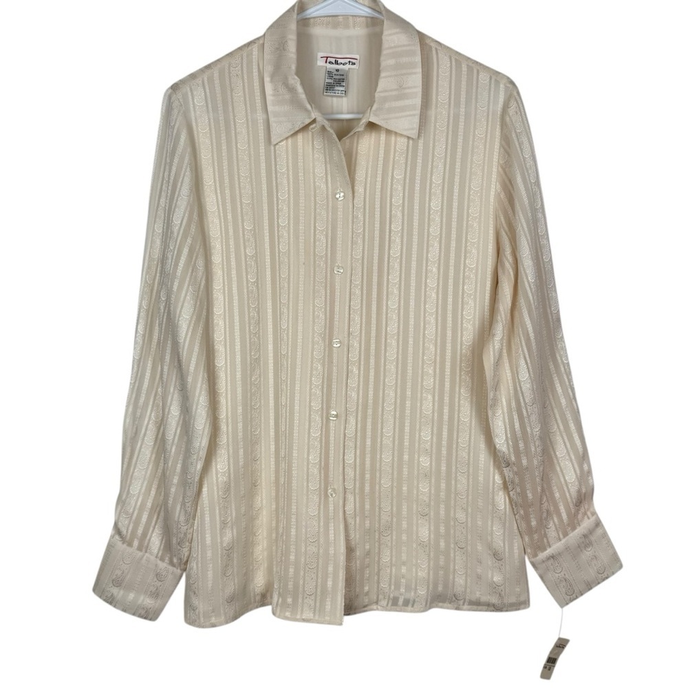 Talbots Cream Button-Up Long Sleeve Blouse